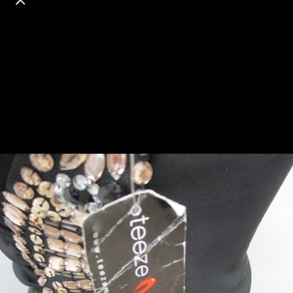 TEEZE ME Black Midi Strapless Dress WITH Bling NWT Size 7 - Picture 6 of 6